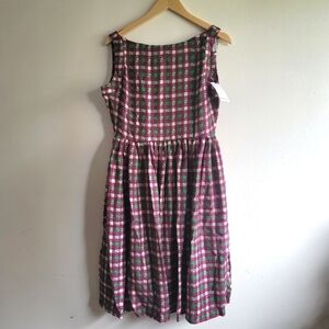 Saint‎ Geraldine, Chenille Woven Plaid Dress, Berry/Green/Cream, Size Medium